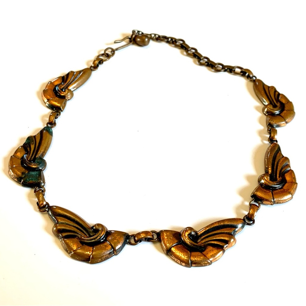 Vintage Modernist Copper Link Choker Necklace 16”